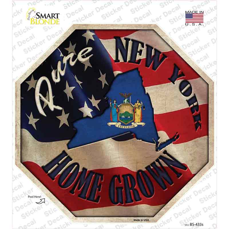New York Home Grown Novelty Octagon Sticker Decal Small