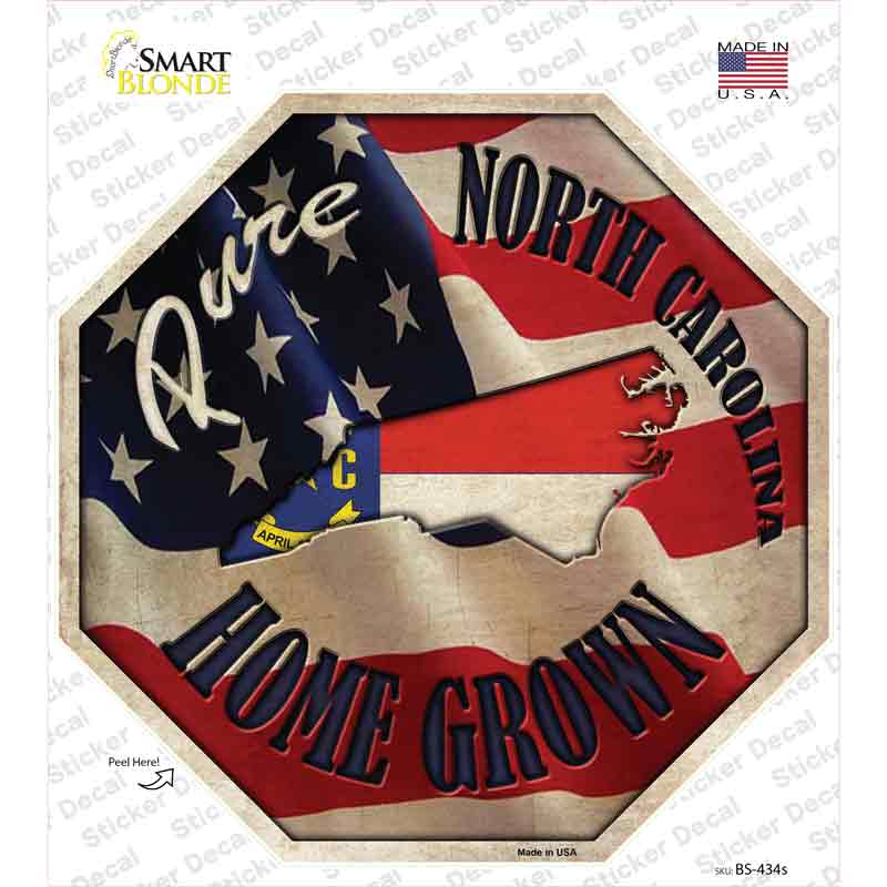 North Carolina Home Grown Novelty Octagon Sticker Decal Small