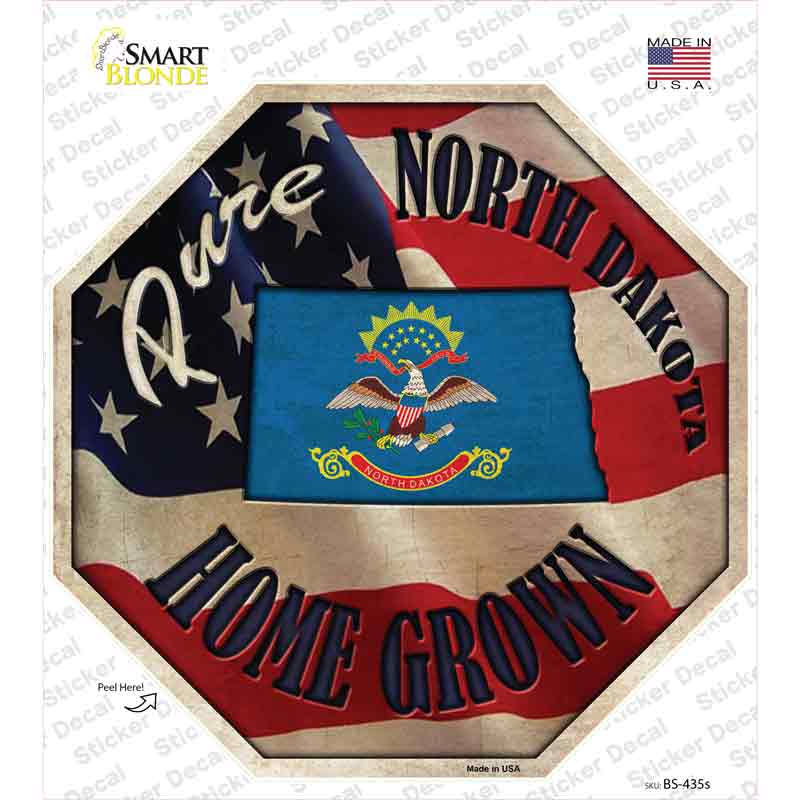 North Dakota Home Grown Novelty Octagon Sticker Decal Small