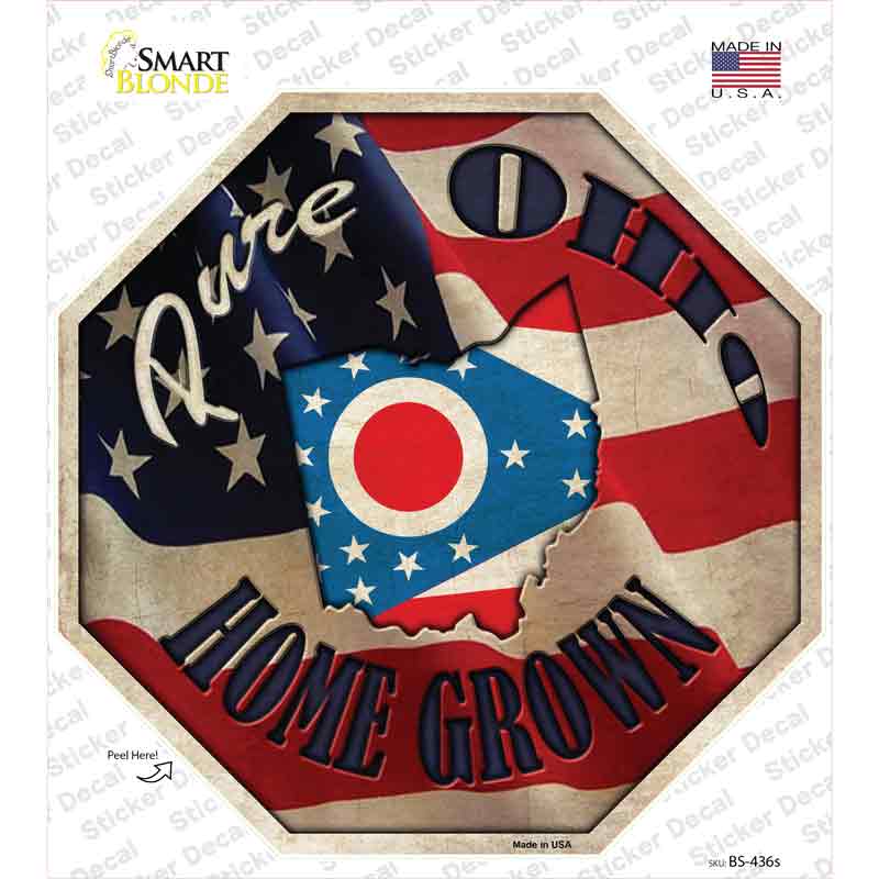 Ohio Home Grown Novelty Octagon Sticker Decal Small