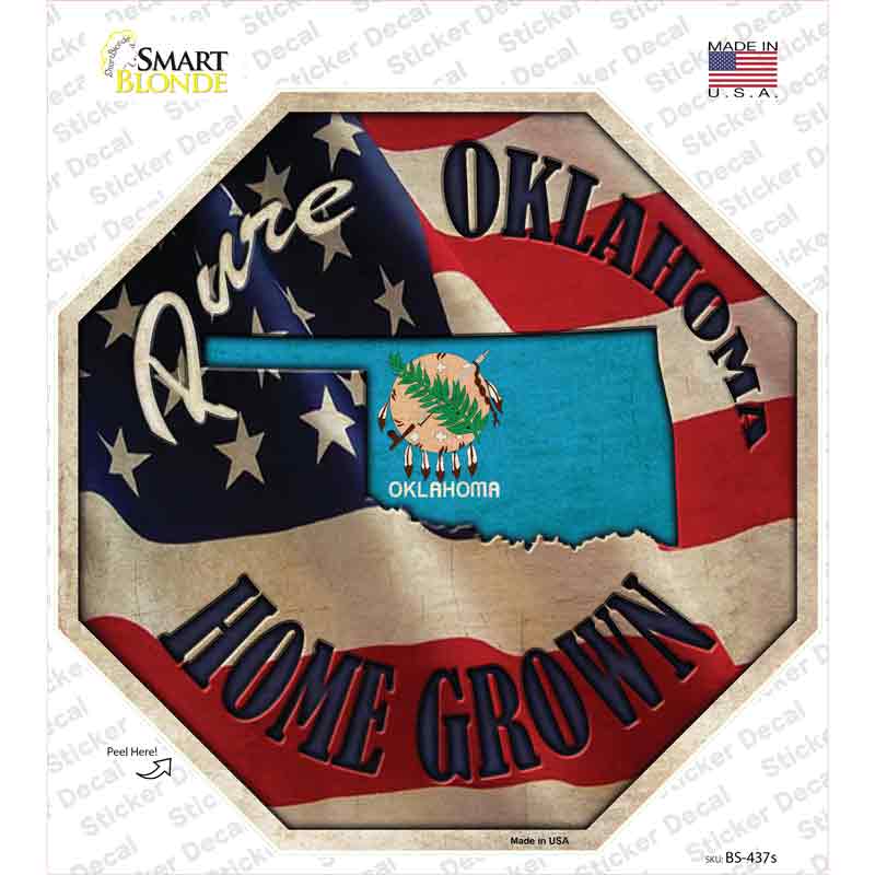 Oklahoma Home Grown Novelty Octagon Sticker Decal Small