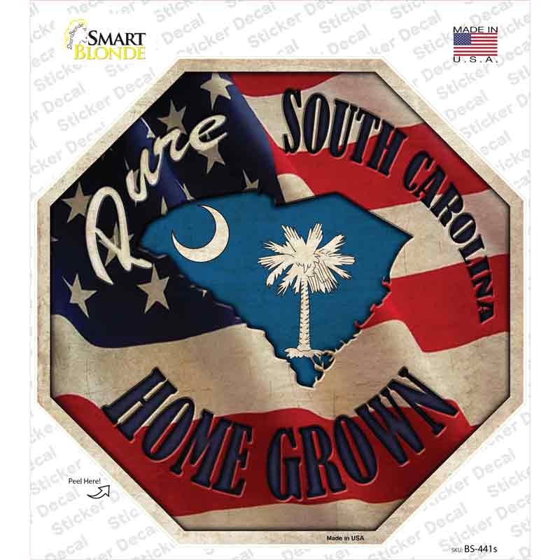 South Carolina Home Grown Novelty Octagon Sticker Decal Small