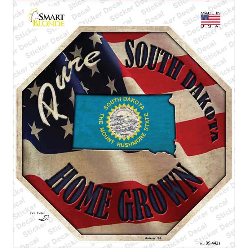 South Dakota Home Grown Novelty Octagon Sticker Decal Small