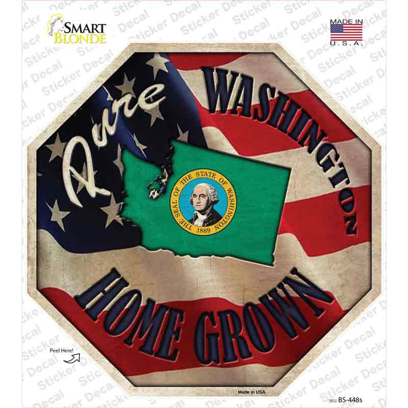 Washington Home Grown Novelty Octagon Sticker Decal Small