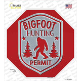 Bigfoot Hunter Permit Red Novelty Octagon Sticker Decal Small