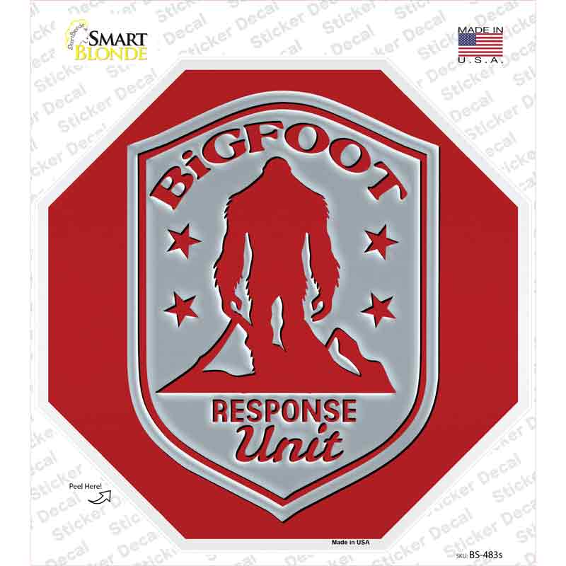 Bigfoot Response Unit Red Novelty Octagon Sticker Decal Small