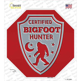 Certified Bigfoot Hunter Red Novelty Octagon Sticker Decal Small