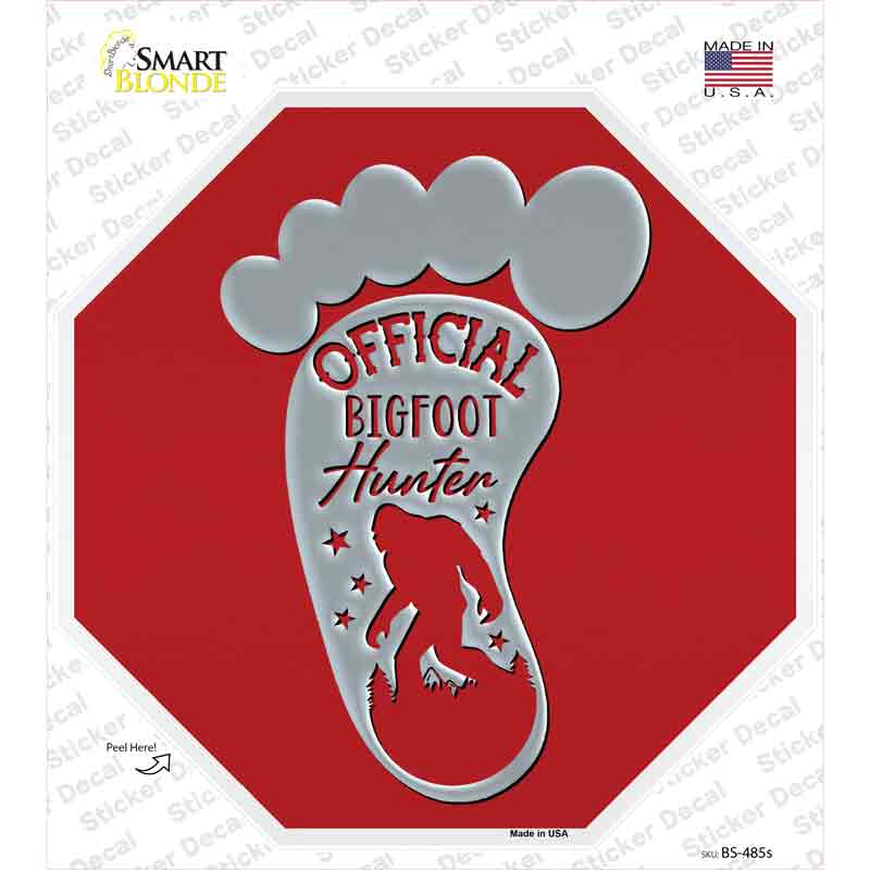 Official Bigfoot Hunter Red Novelty Octagon Sticker Decal Small