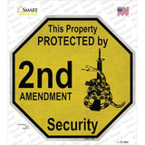 Protected By 2nd Amendment Security Novelty Octagon Sticker Decal Small