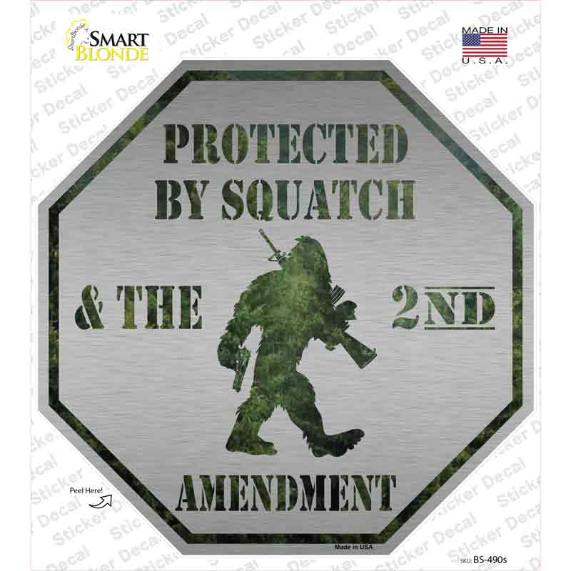 Squatch And The 2nd Amendment Novelty Octagon Sticker Decal Small