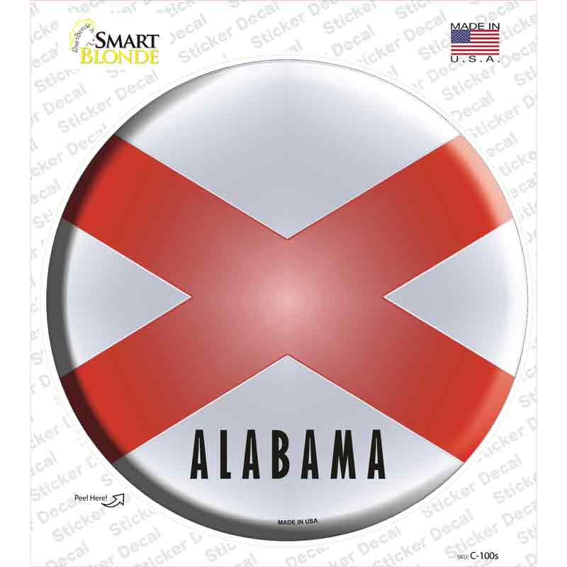 Alabama State Flag Novelty Circle Sticker Decal Small