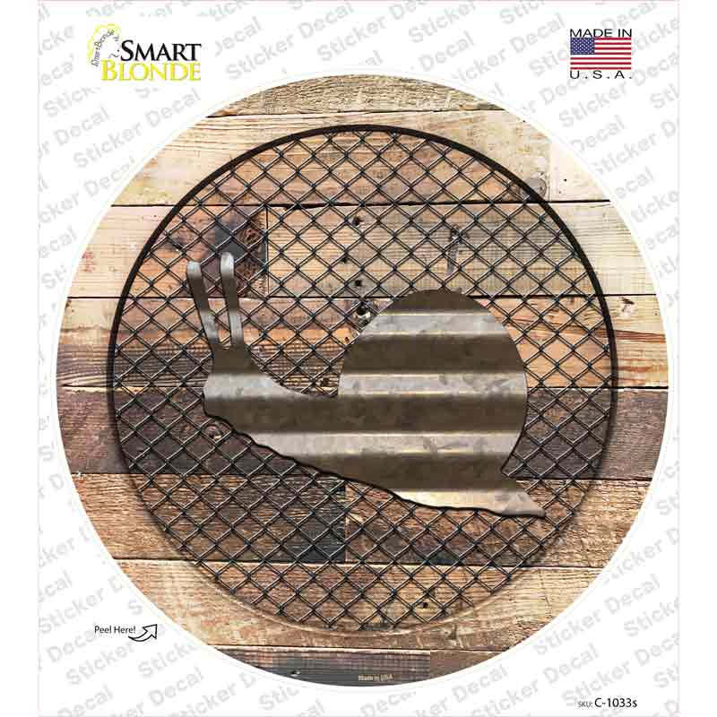 Snail on Wood Novelty Circle Sticker Decal Small