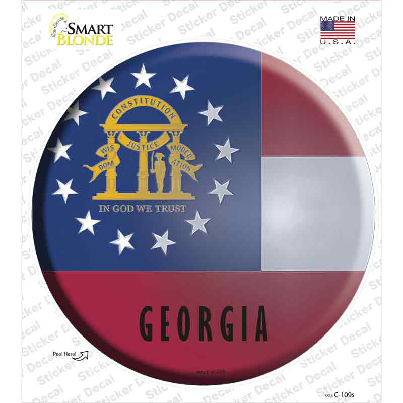 Georgia State Flag Novelty Circle Sticker Decal Small