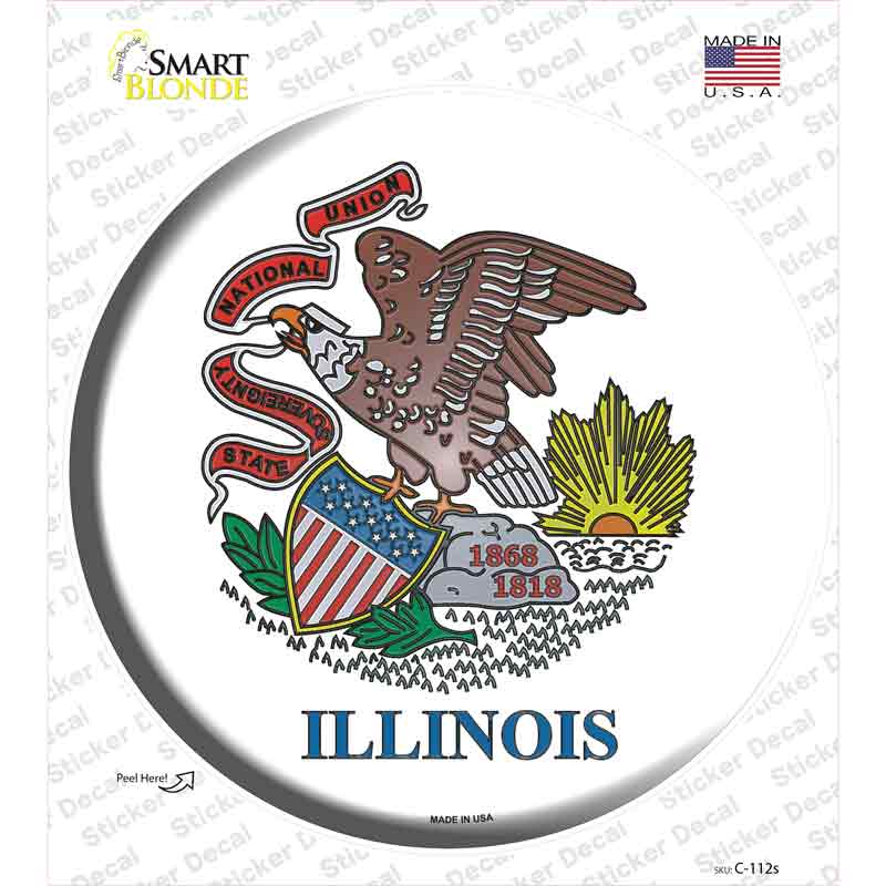 Illinois State Flag Novelty Circle Sticker Decal Small