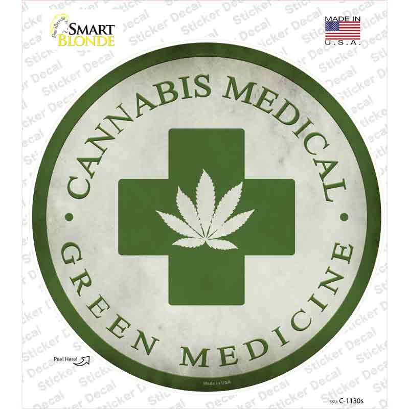 Cannabis Medicine Novelty Circle Sticker Decal Small