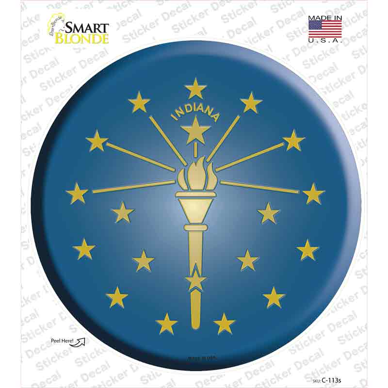 Indiana State Flag Novelty Circle Sticker Decal Small