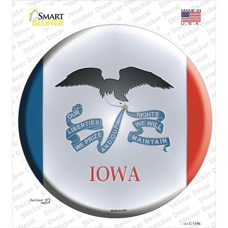 Iowa State Flag Novelty Circle Sticker Decal Small