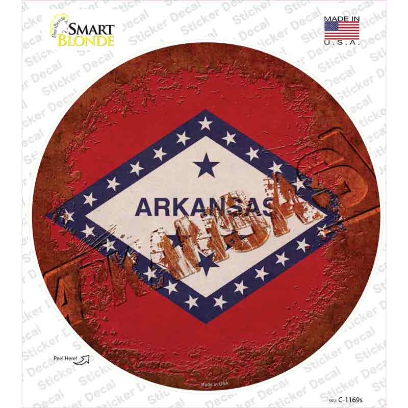 Arkansas Rusty Stamped Novelty Circle Sticker Decal Small