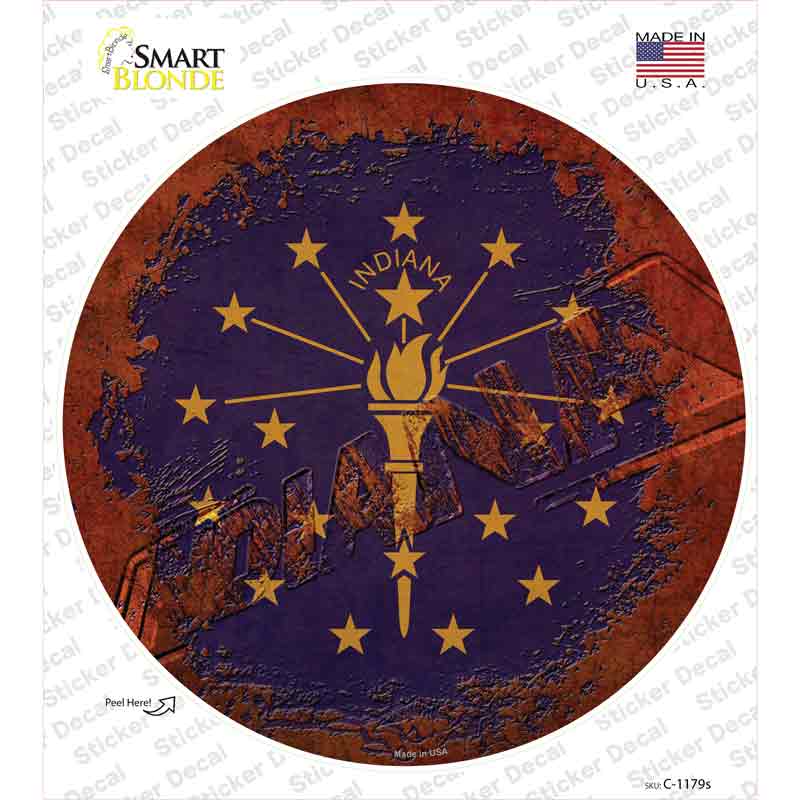 Indiana Rusty Stamped Novelty Circle Sticker Decal