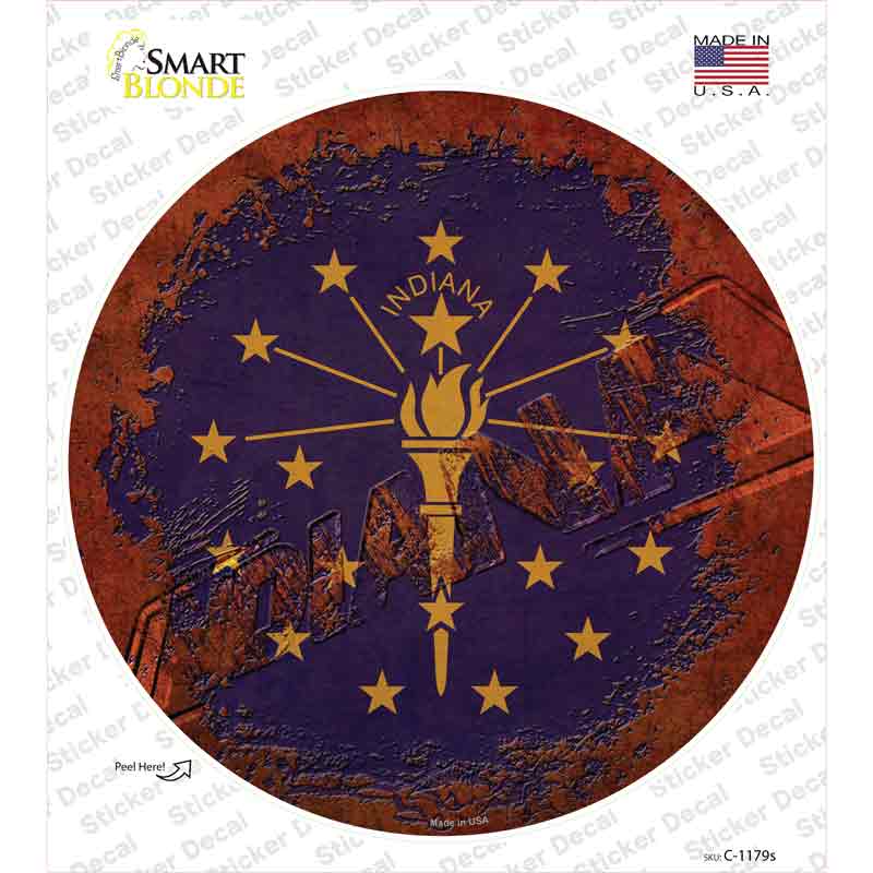 Indiana Rusty Stamped Novelty Circle Sticker Decal Small