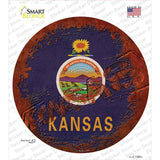 Kansas Rusty Stamped Novelty Circle Sticker Decal Small