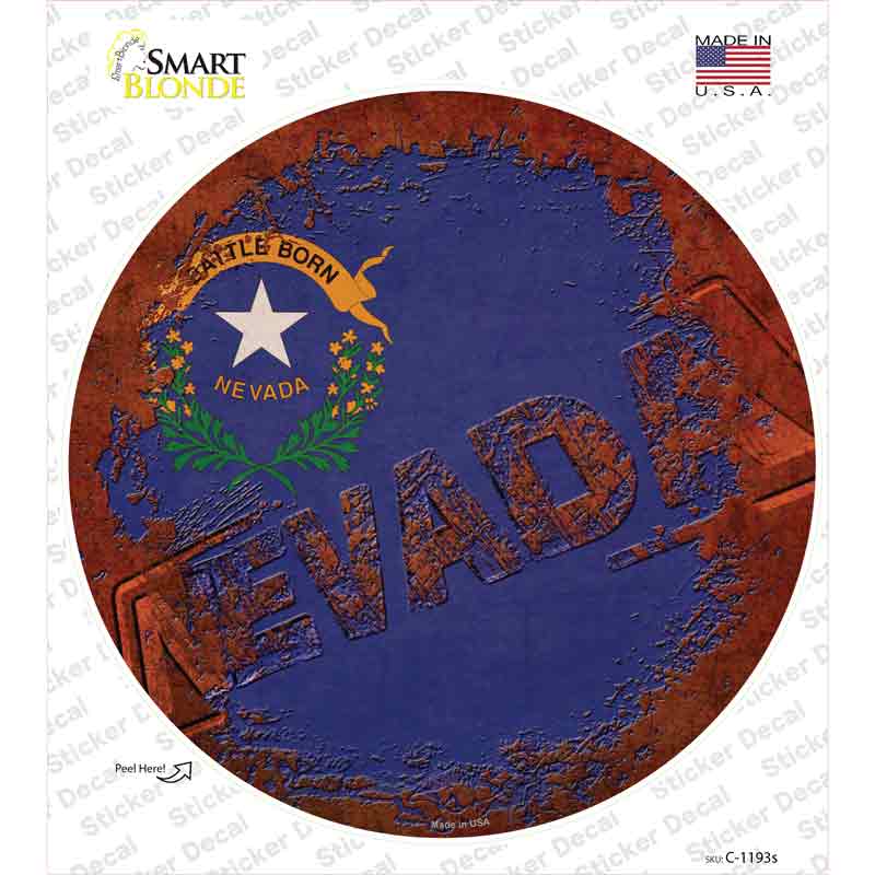 Nevada Rusty Stamped Novelty Circle Sticker Decal Small