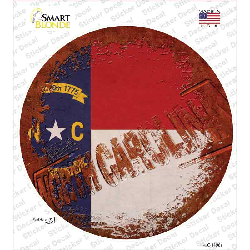 North Carolina Rusty Stamped Novelty Circle Sticker Decal Small