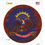 North Dakota Rusty Stamped Novelty Circle Sticker Decal Small