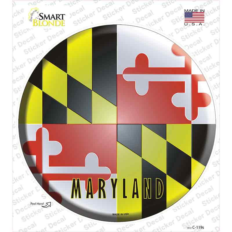 Maryland State Flag Novelty Circle Sticker Decal Small