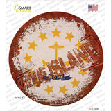 Rhode Island Rusty Stamped Novelty Circle Sticker Decal Small