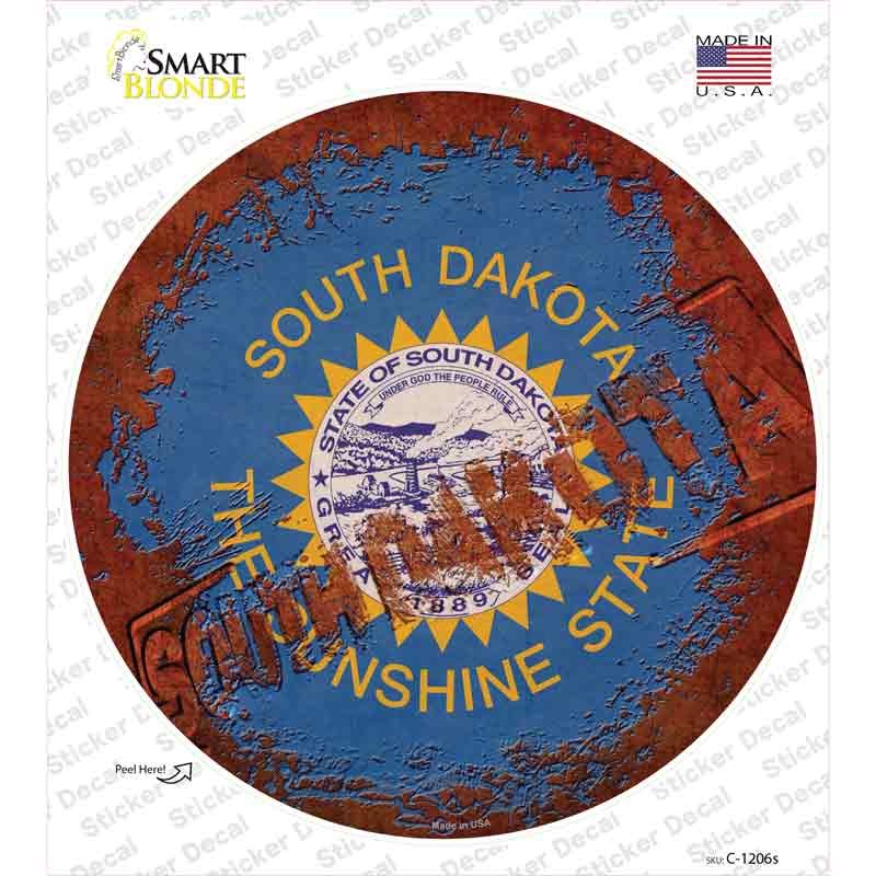 South Dakota Rusty Stamped Novelty Circle Sticker Decal Small