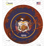 Utah Rusty Stamped Novelty Circle Sticker Decal Small