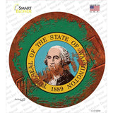 Washington Rusty Stamped Novelty Circle Sticker Decal Small