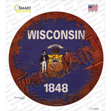 Wisconsin Rusty Stamped Novelty Circle Sticker Decal Small