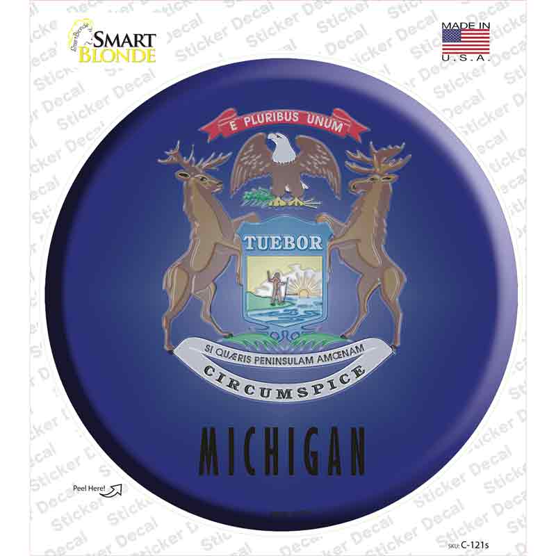 Michigan State Flag Novelty Circle Sticker Decal Small