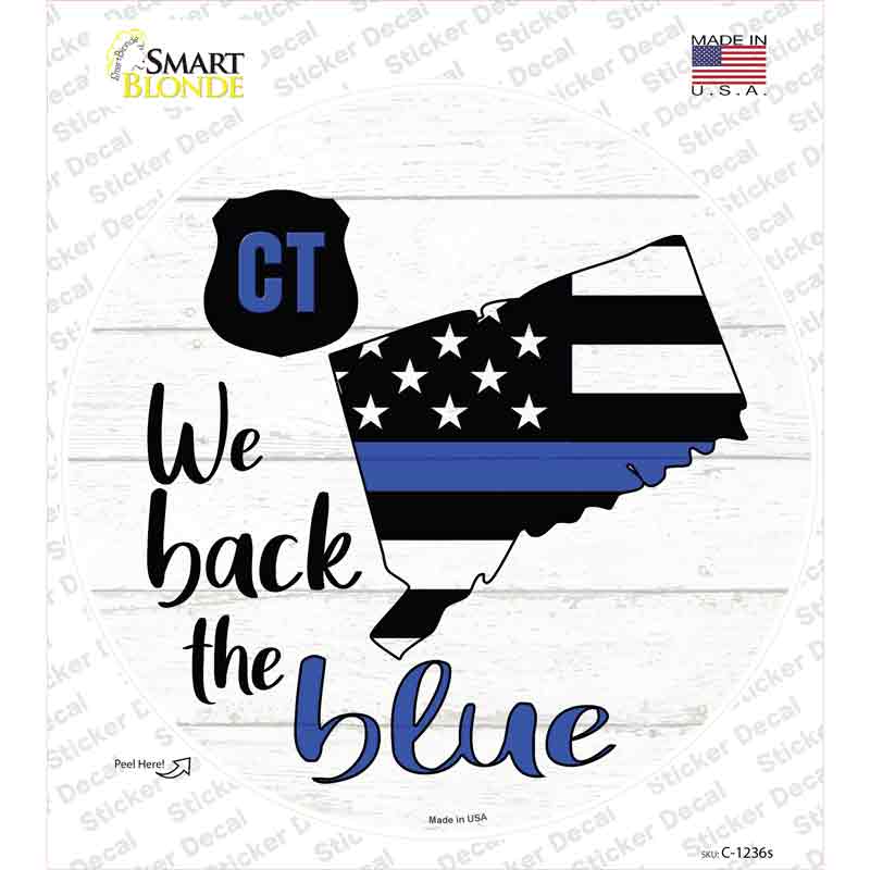 Connecticut Back The Blue Novelty Circle Sticker Decal Small