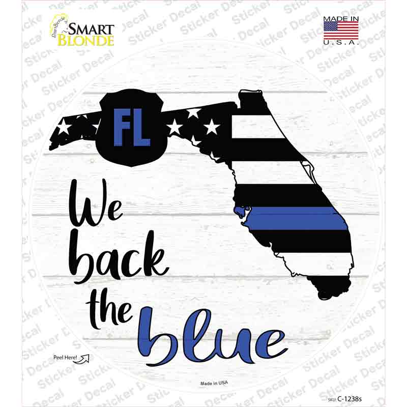 Florida Back The Blue Novelty Circle Sticker Decal Small