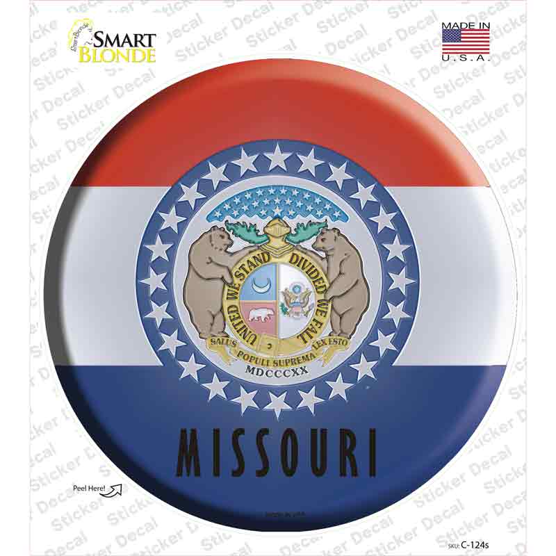 Missouri State Flag Novelty Circle Sticker Decal Small