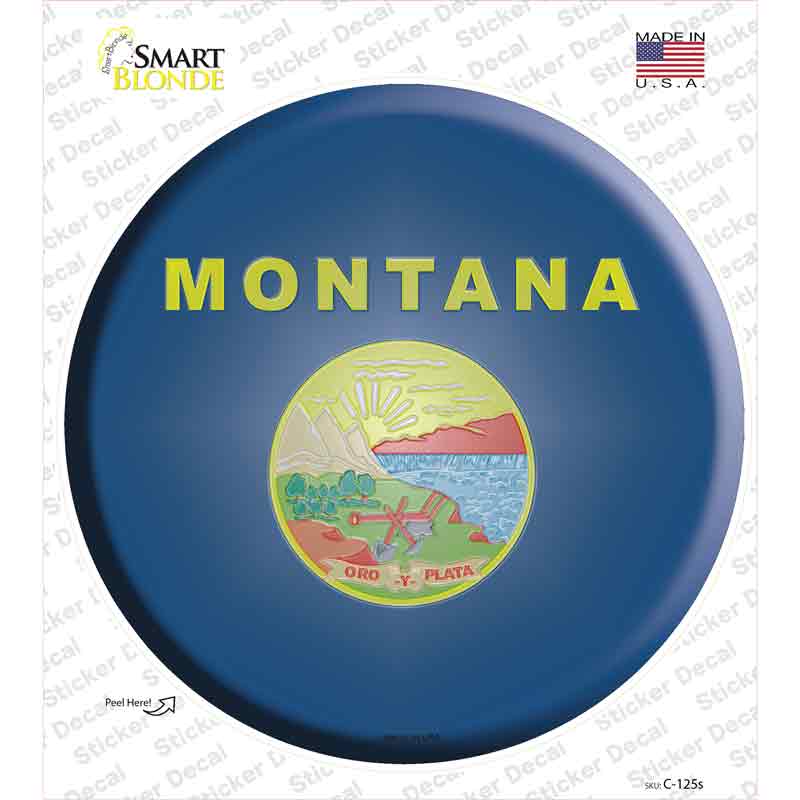 Montana State Flag Novelty Circle Sticker Decal Small