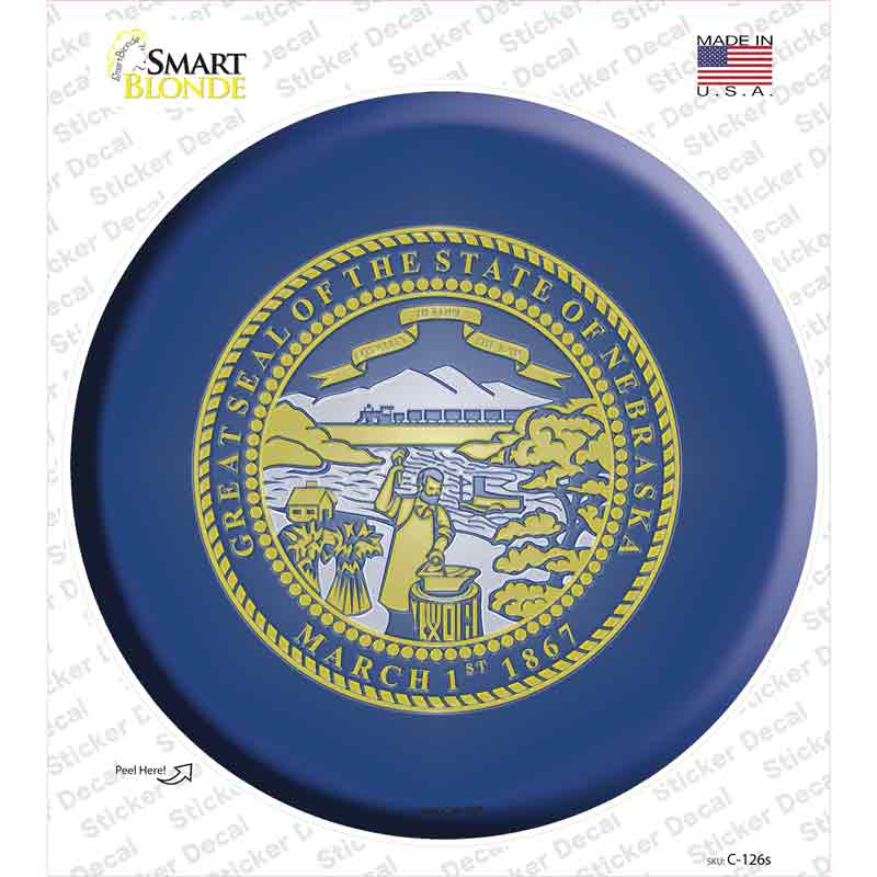 Nebraska State Flag Novelty Circle Sticker Decal