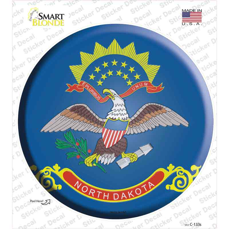 North Dakota State Flag Novelty Circle Sticker Decal Small