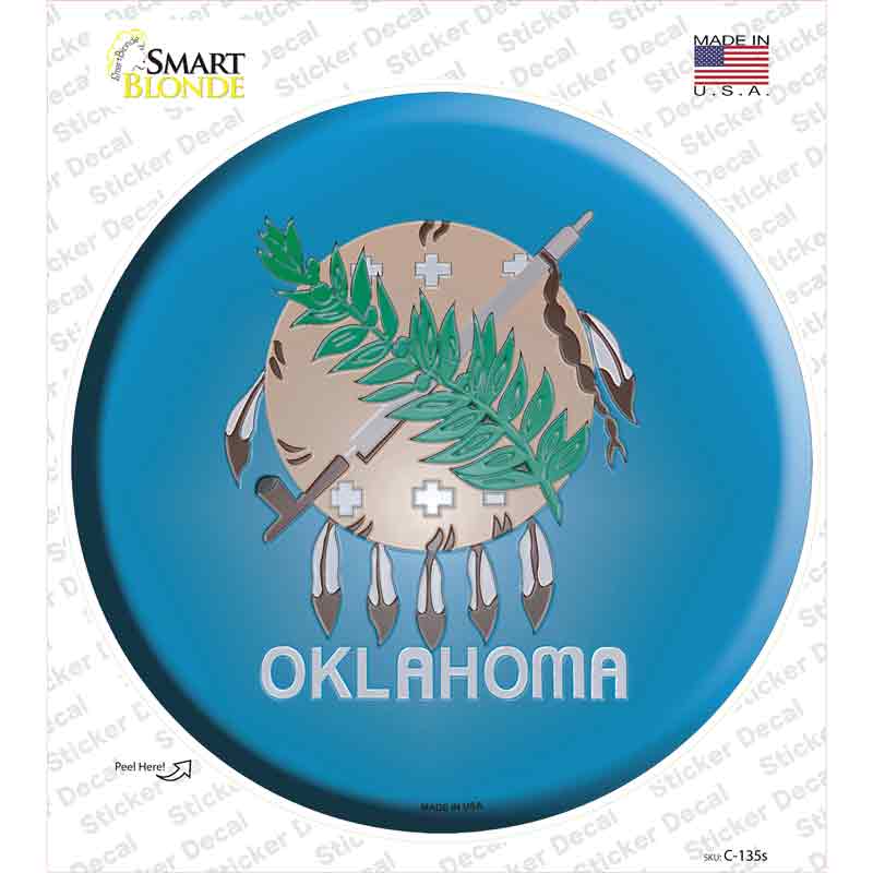 Oklahoma State Flag Novelty Circle Sticker Decal Small