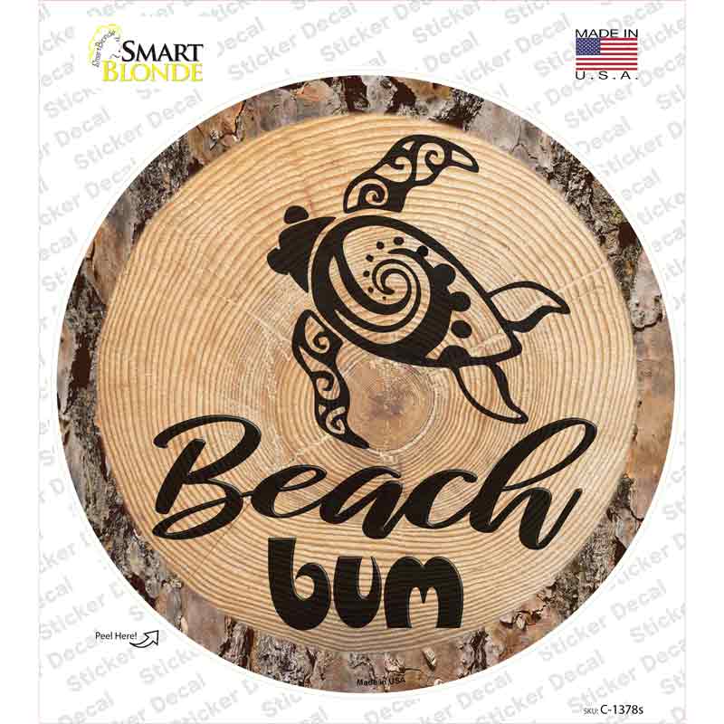 Beach Bum Seaturtle Novelty Circle Sticker Decal Small