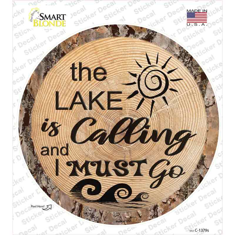 Lake is Calling Novelty Circle Sticker Decal Small