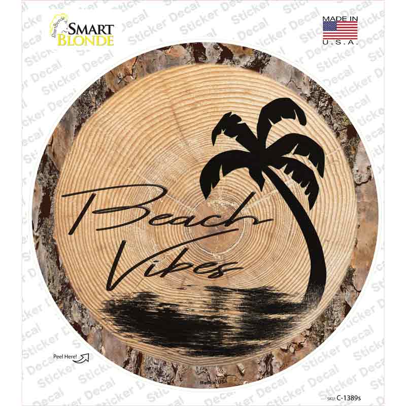 Beach Vibes Wood Novelty Circle Sticker Decal Small