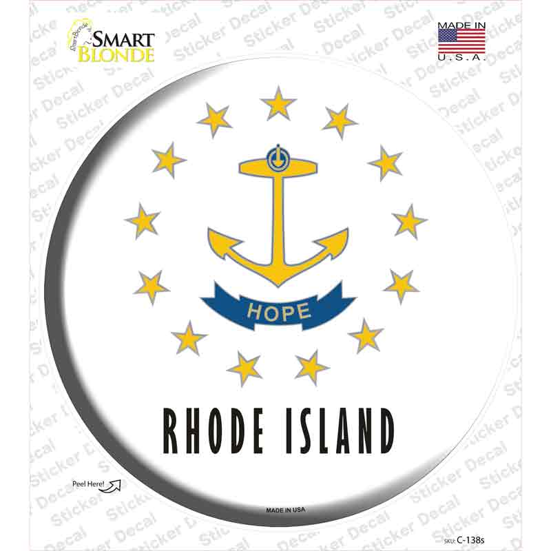 Rhode Island State Flag Novelty Circle Sticker Decal Small