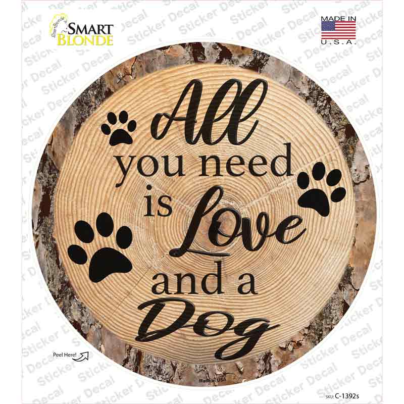 Love and a Dog Novelty Circle Sticker Decal