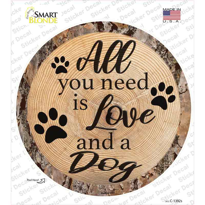 Love and a Dog Novelty Circle Sticker Decal Small