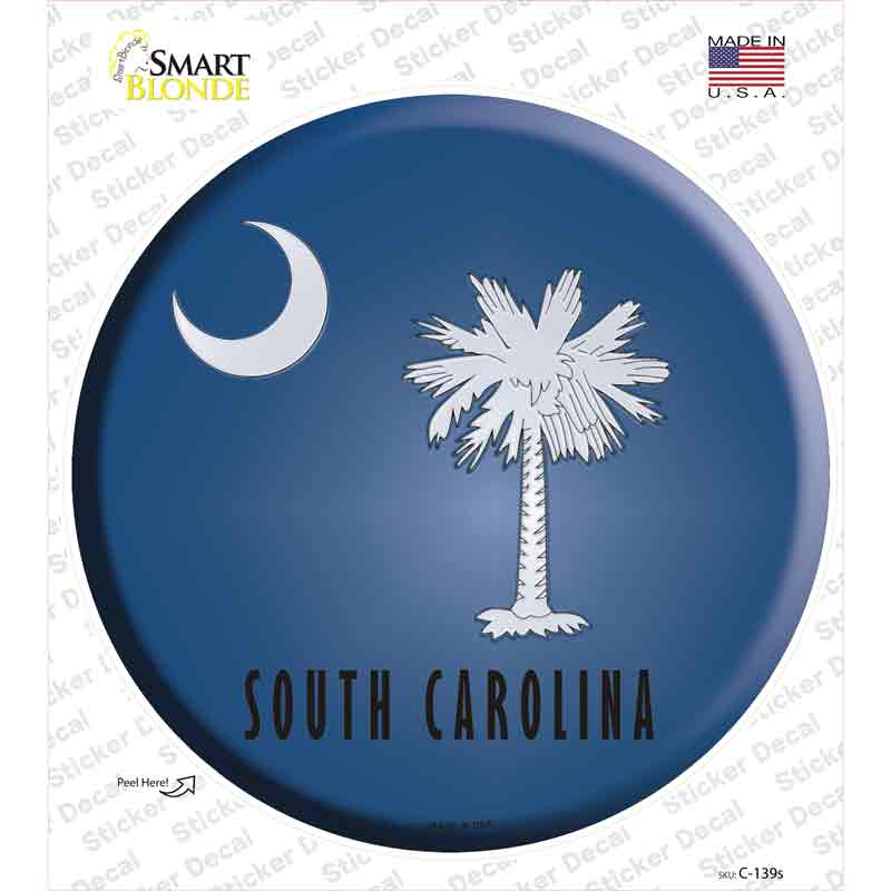 South Carolina State Flag Novelty Circle Sticker Decal Small