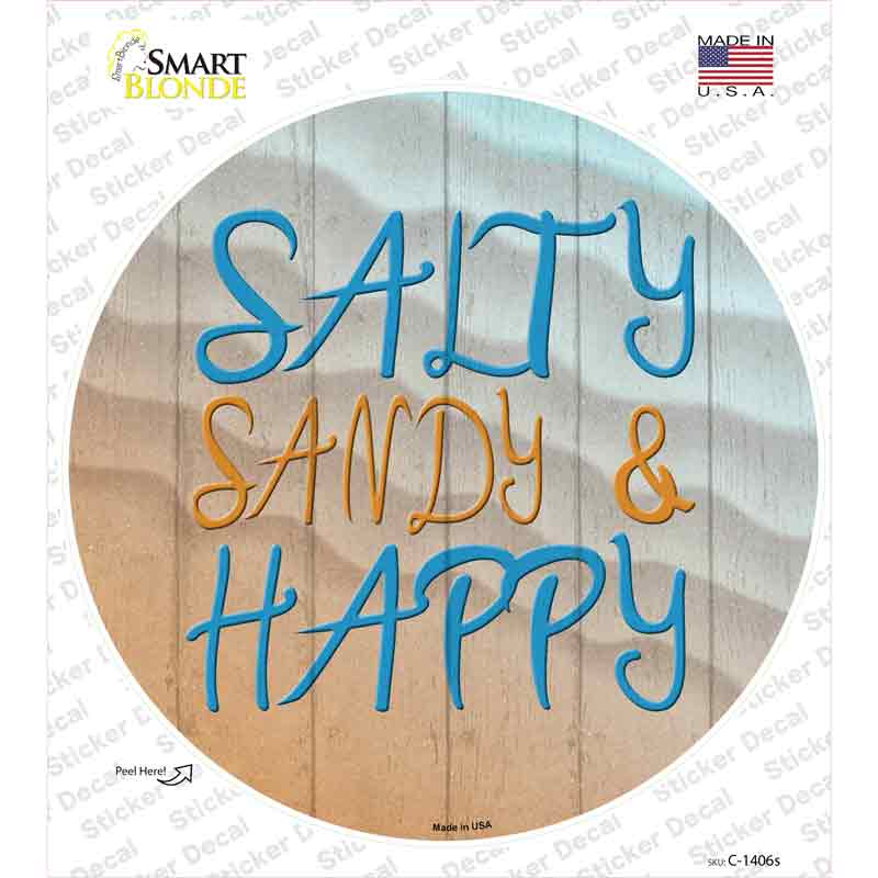 Salty Sandy and Happy Novelty Circle Sticker Decal Small